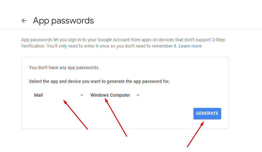 how to create gmail app password