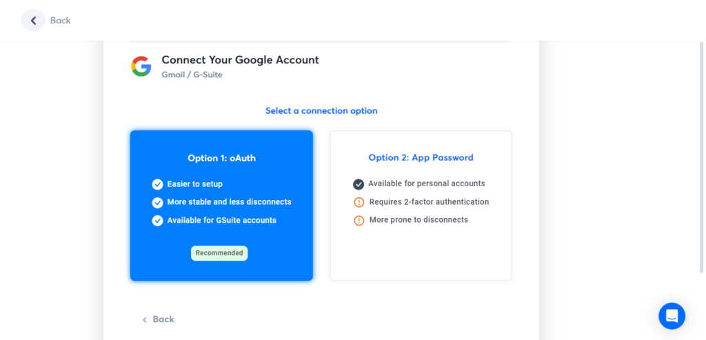 Connecting Google Workspace/Gsuite accounts to Instantly use Option 2: App Password